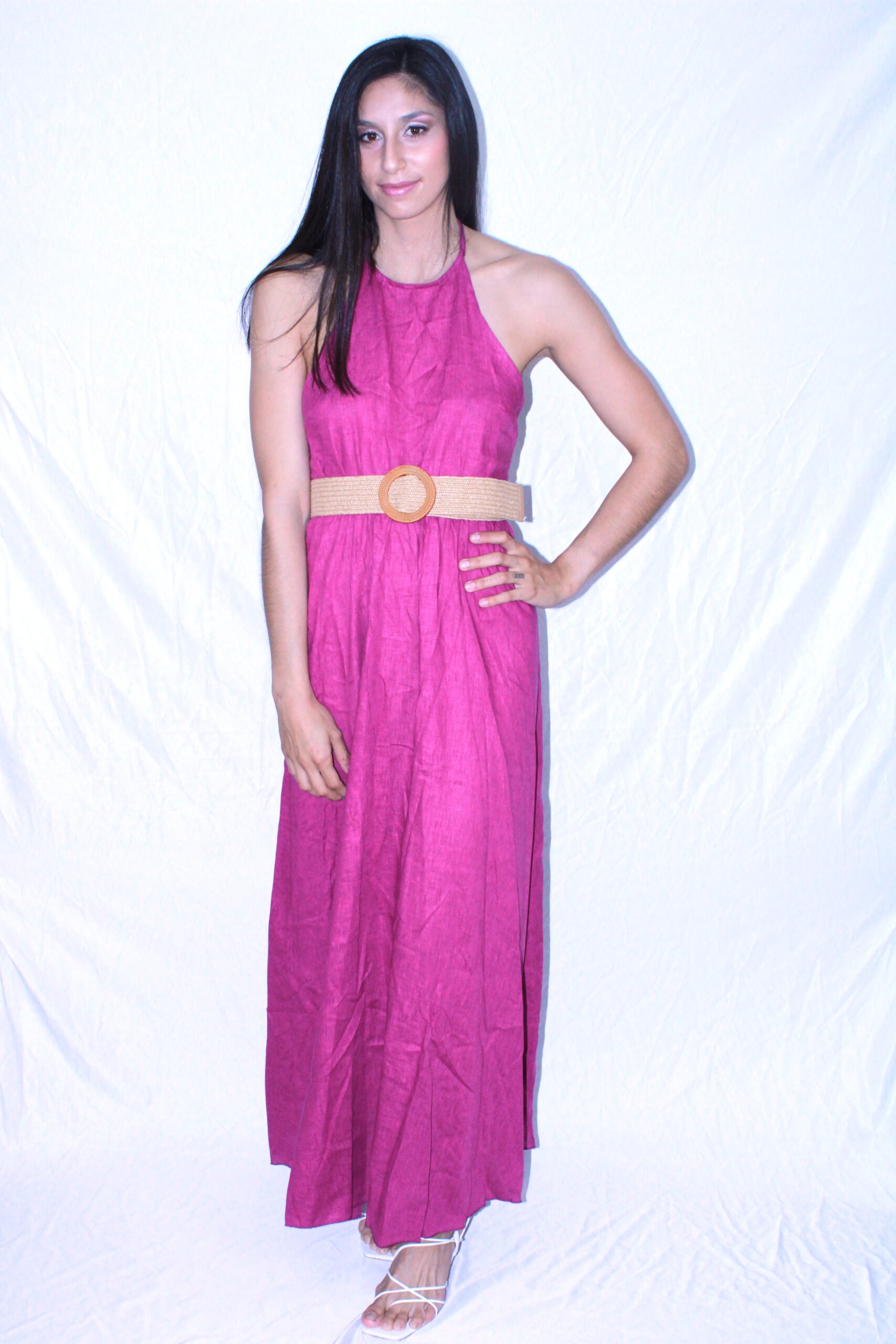 VESTIDO MAXI HALTER LINO 1